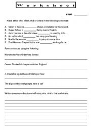 English Worksheet: Relative pronouns Worksheet