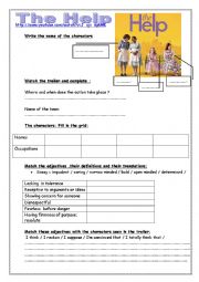 English Worksheet: The Help