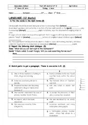 English Worksheet: devoir de control