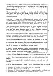 English Worksheet: GENERATION 