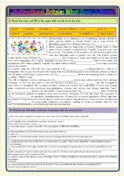 English Worksheet: MULTICULTURAL BRITAIN-WHAT DOES IT MEAN?