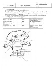 English Worksheet: lets review with Dora
