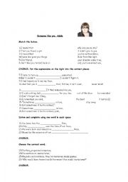 English Worksheet: Someone like you Adele