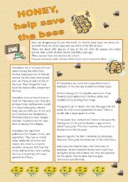 English Worksheet: Honey, help save the bees