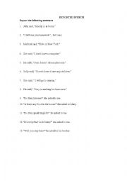 English Worksheet: Reported Speech
