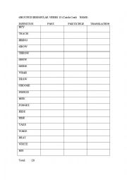 English Worksheet: Irregular Verbs Test