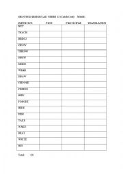 English worksheet: Irregular Verbs Test