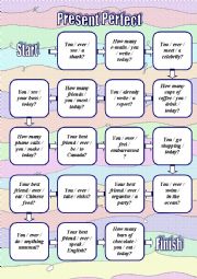 English Worksheet: Present Perfect Board Game