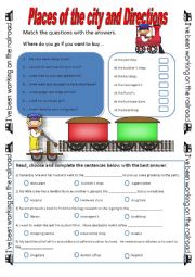 English Worksheet: PLACES OF THE CITY AND DIRECTIONS