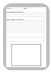 English Worksheet: Book Blurb - Writing Frame