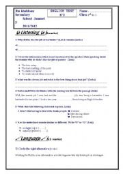 English Worksheet: English test N 3