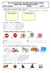 English Worksheet: 6. grade exam 