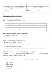 English Worksheet: devoir de controle 8 eme 