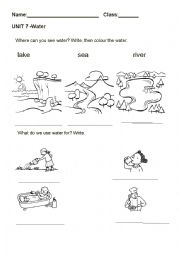 English worksheets: water ( primary 1)