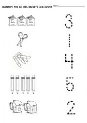 numbers and school objects