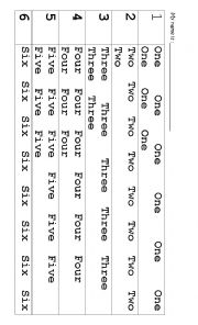 English worksheet: numbers trace