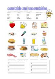 English Worksheet: countables and uncountables