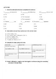 English Worksheet: Verb to be activities