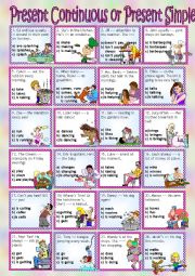 English Worksheet: PRESENT SIMPLE oR PRESENT CONTINUOUS - multiple choive ( greyscale & answer key) 