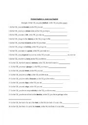 English Worksheet: British and American English