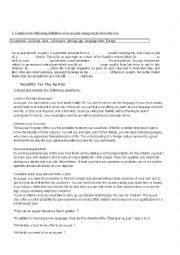 English Worksheet: Being an au pair