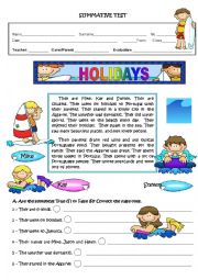 English Worksheet: HOLIDAYS - FINAL TEST