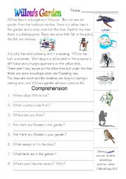 English Worksheet: Willows Garden in colour and greyscale