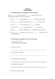 English Worksheet: First Conditional