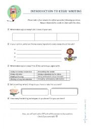 English Worksheet: Worksheet for Essay Writing PPT