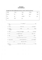 English worksheet: First Conditional