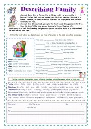 English Worksheet: Describe Family 