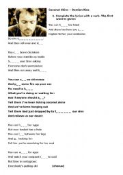 English Worksheet: Damien Rice - Coconut Skins