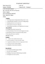 English Worksheet: vocabulary lesson plan -