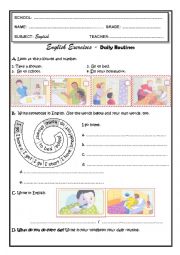 English Worksheet: Daily routines