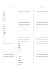 English worksheet: verb list