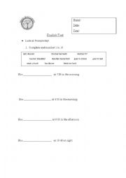 English worksheet: test fourth year