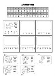 English Worksheet: Animals code