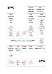 English Worksheet: board game(perception verbs)