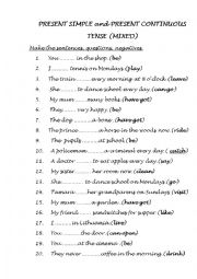English Worksheet: Present simple and present continuous tense