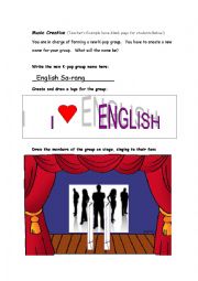 English Worksheet: Create Your Own Musical Group