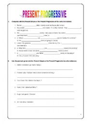 English Worksheet: Present Progressive