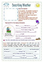 English Worksheet: Describing The Weather (easy)