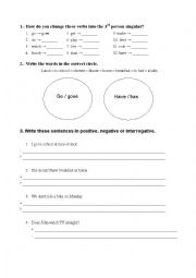 English Worksheet: Present simple & daily routines