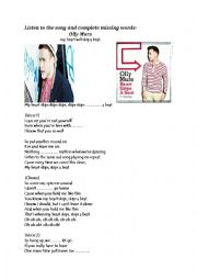 English worksheet: olly murs : my heart will skip a beat  ; song filling 