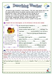 English Worksheet: Describe the Weather