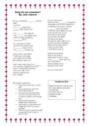 English Worksheet: Song: Do you remember?