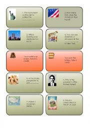 English Worksheet: trivia card game USA 1/3