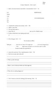 English worksheet: Science Classwork