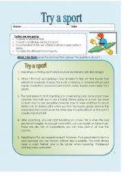 English Worksheet: Try a sport!