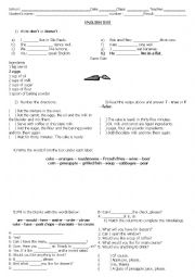 English Worksheet: Food / Present Simple test